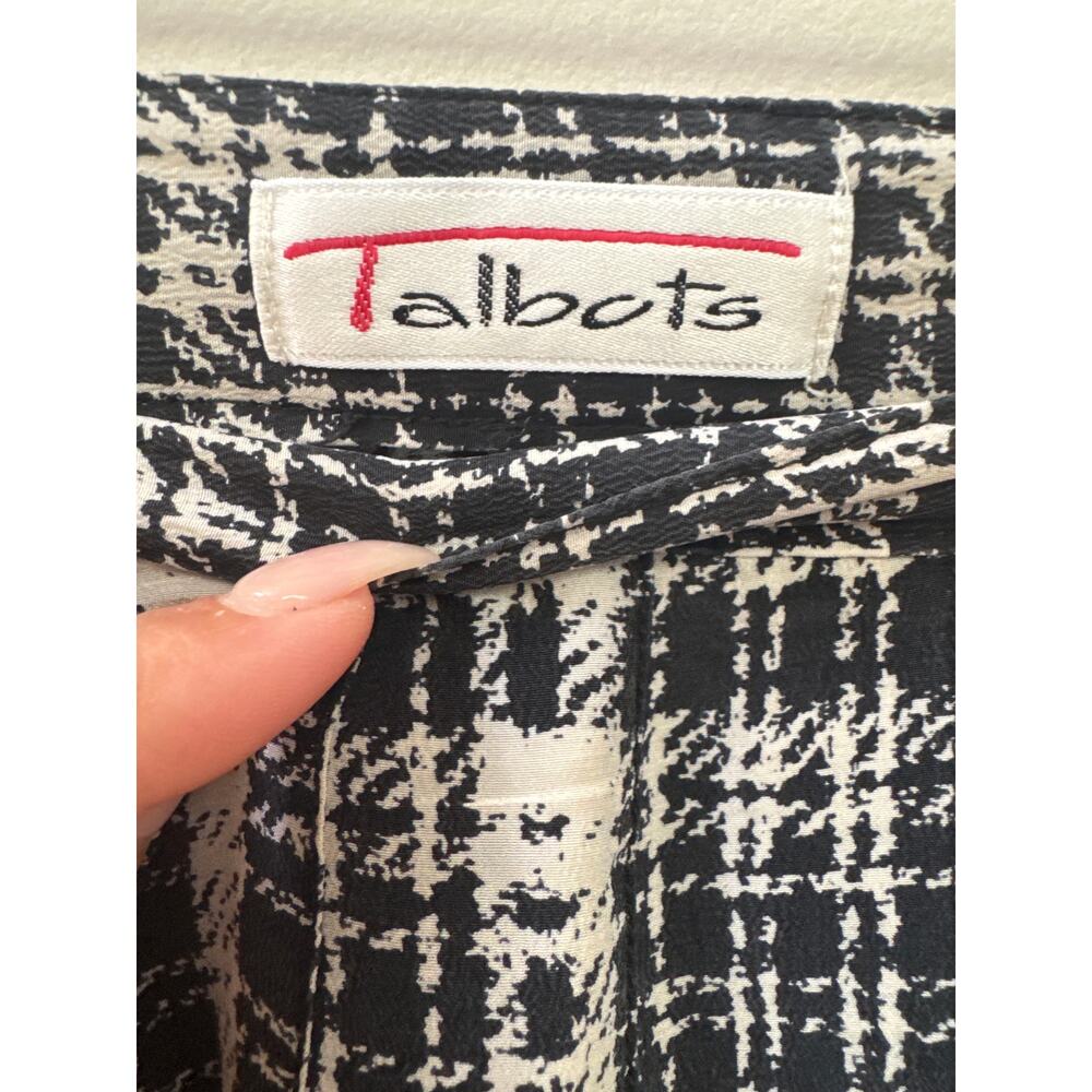 Vintage Talbots Black White Plaid Pleated Silk Midi Skirt Preppy Academia 10 - Picture 2 of 4